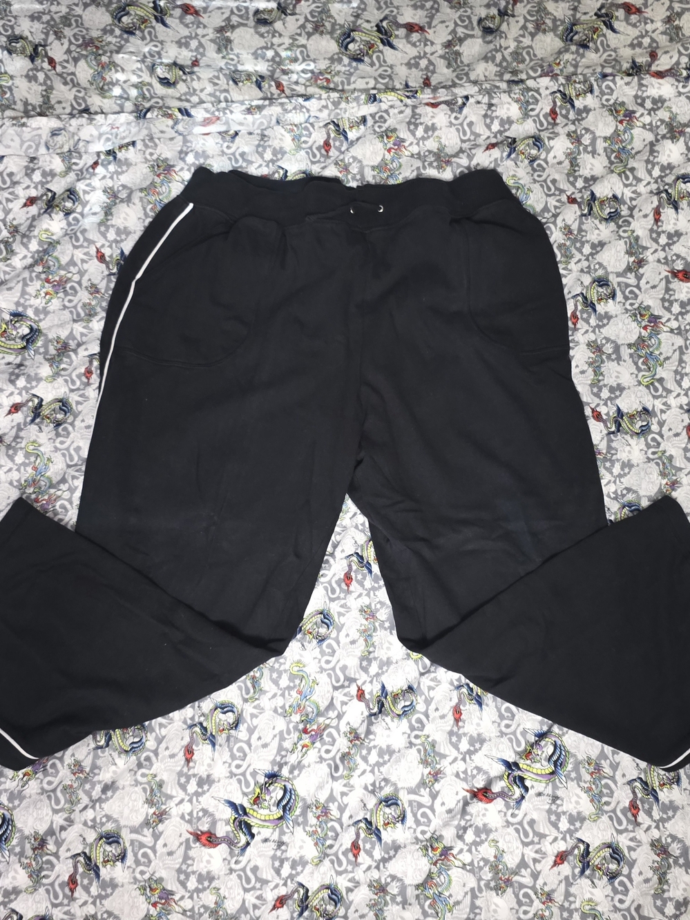 Just My Size Black Joggers with White Piping